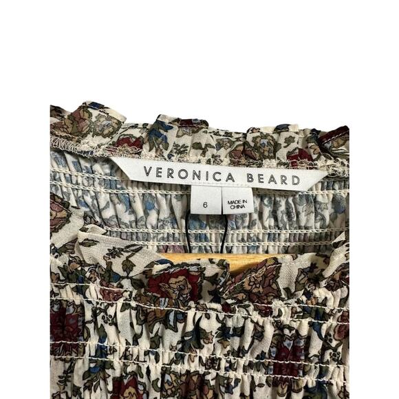 VERONICA BEARD Fahra shirred Floral Ruffled Mini Dress smocked size 6 NEW $548 - Picture 6 of 7